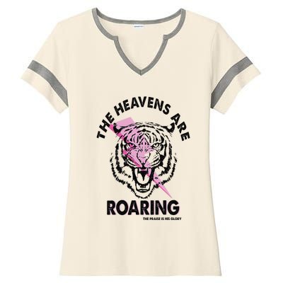 The Heavens Are Roaring Christian Ladies Halftime Notch Neck Tee