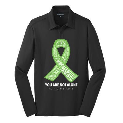 Tal Health Awareness Ribbon Word Cloud Gift Silk Touch Performance Long Sleeve Polo