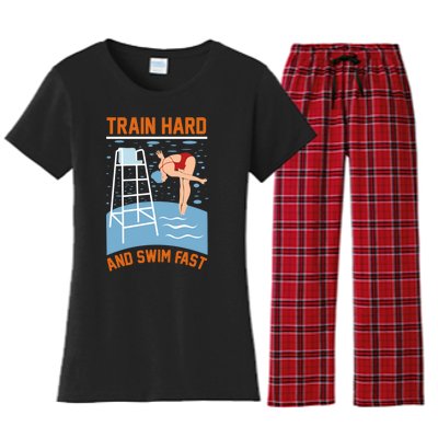 Train Hard And Swim Fast Women's Flannel Pajama Set