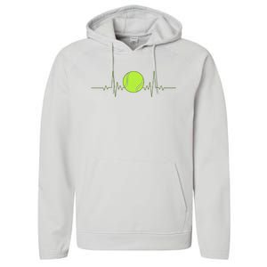 Tennis Heartbeat Art For Tennis Player Performance Fleece Hoodie