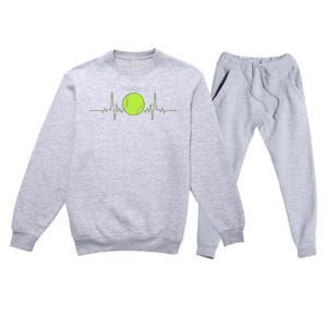 Tennis Heartbeat Art For Tennis Player Premium Crewneck Sweatsuit Set