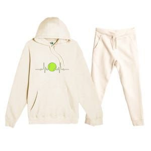 Tennis Heartbeat Art For Tennis Player Premium Hooded Sweatsuit Set