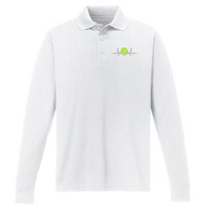 Tennis Heartbeat Art For Tennis Player Performance Long Sleeve Polo