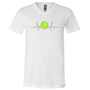 Tennis Heartbeat Art For Tennis Player V-Neck T-Shirt