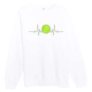 Tennis Heartbeat Art For Tennis Player Premium Crewneck Sweatshirt