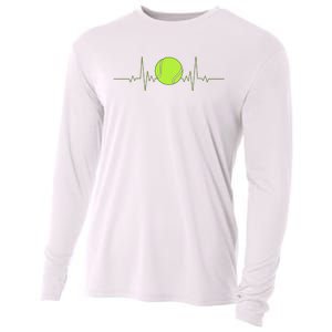 Tennis Heartbeat Art For Tennis Player Cooling Performance Long Sleeve Crew