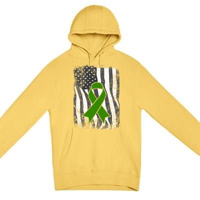 Tal Health Awareness Us Flag Ribbon Wear Green May Cool Gift Premium Pullover Hoodie