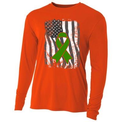 Tal Health Awareness Us Flag Ribbon Wear Green May Cool Gift Cooling Performance Long Sleeve Crew