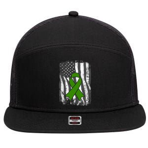 Tal Health Awareness Us Flag Ribbon Wear Green May Cool Gift 7 Panel Mesh Trucker Snapback Hat