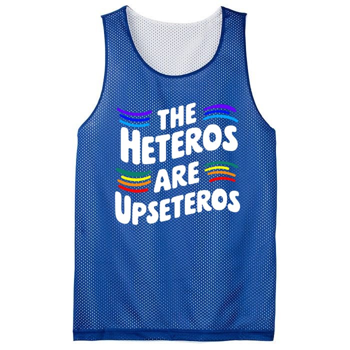 The Heteros Are Upseteros Lgbtq Sarcastic Agenda Pride Cute Gift Mesh Reversible Basketball Jersey Tank