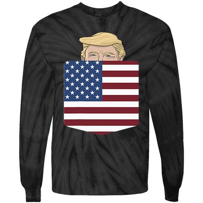 Trump Hugging An Orange Cat 2024 Tie-Dye Long Sleeve Shirt