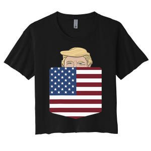 Trump Hugging An Orange Cat 2024 Women's Crop Top Tee