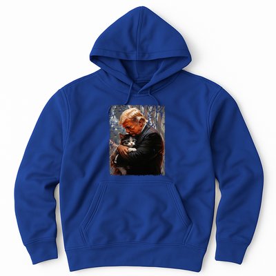 Trump Hugging An Orange Cat 2024 Make Cats Safe Again Hoodie