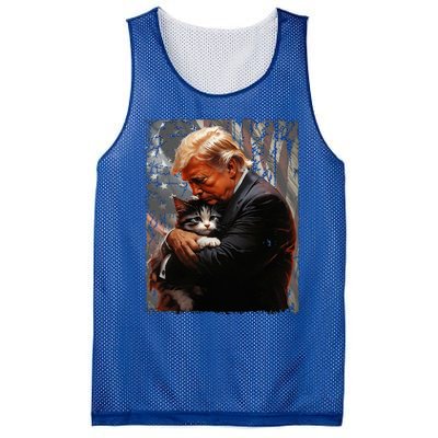 Trump Hugging An Orange Cat 2024 Make Cats Safe Again Mesh Reversible Basketball Jersey Tank