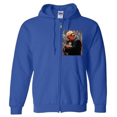 Trump Hugging An Orange Cat 2024 Make Cats Safe Again Full Zip Hoodie