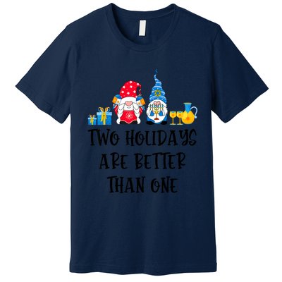 Two Holidays Are Better Than One Christmas Hanukkah Jewish Premium T-Shirt