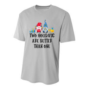 Two Holidays Are Better Than One Christmas Hanukkah Jewish Youth Performance Sprint T-Shirt