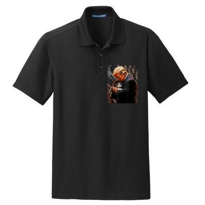 Trump Hugging An Orange Cat 2024 Make Cats Safe Again Dry Zone Grid Polo