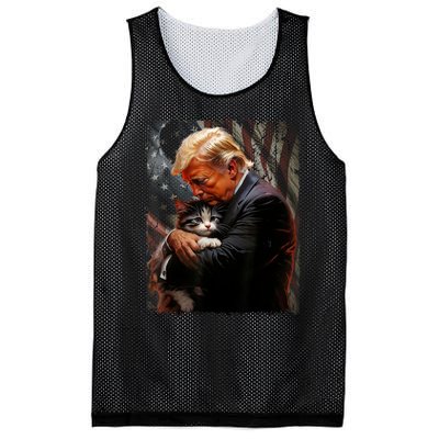 Trump Hugging An Orange Cat 2024 Make Cats Safe Again Mesh Reversible Basketball Jersey Tank