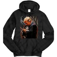 Trump Hugging An Orange Cat 2024 Make Cats Safe Again Tie Dye Hoodie