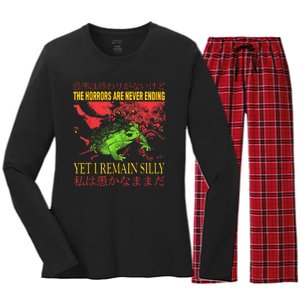 The Horrors Are Never Ending Yet I Remain Silly Frog Women's Long Sleeve Flannel Pajama Set 