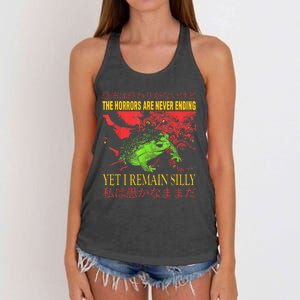 The Horrors Are Never Ending Yet I Remain Silly Frog Women's Knotted Racerback Tank