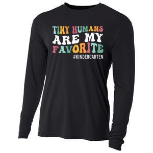 Tiny Humans Are My Favorite Funny Teaching Kindergarten Cooling Performance Long Sleeve Crew