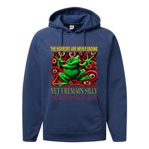 The Horrors Are Never Ending Yet I Remain Silly Frog Japan Performance Fleece Hoodie