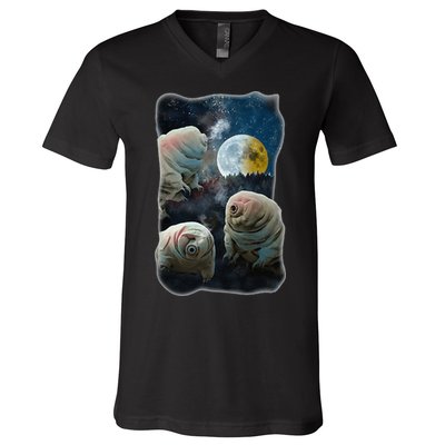 Tardigrades Howling At Moon Funny Tardigrade Lovers Costume V-Neck T-Shirt