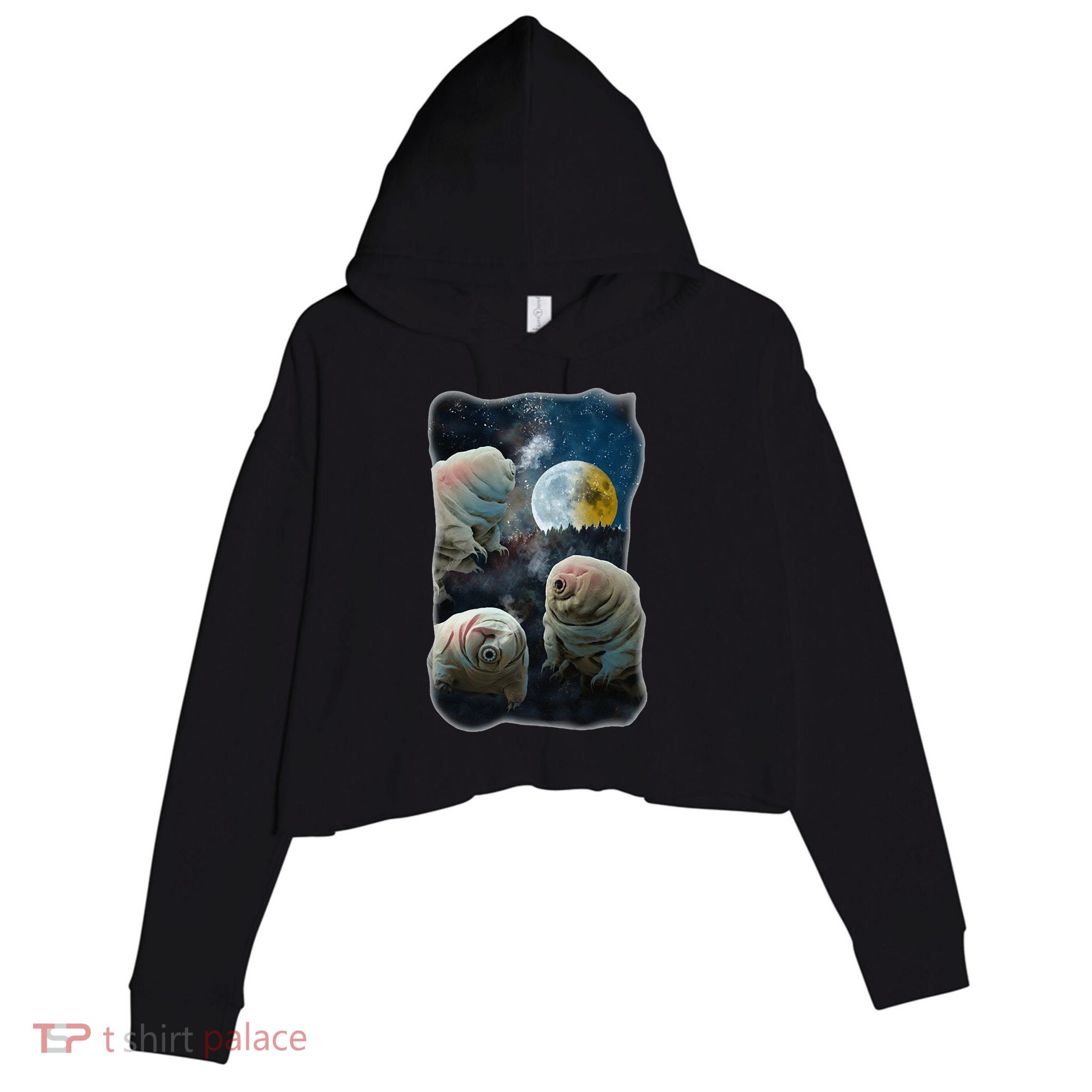 Tardigrades Howling At Moon Funny Tardigrade Lovers Costume Crop Fleece Hoodie