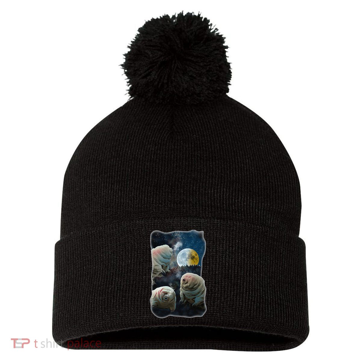 Tardigrades Howling At Moon Funny Tardigrade Lovers Costume Pom Pom 12in Knit Beanie
