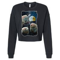 Tardigrades Howling At Moon Funny Tardigrade Lovers Costume Cropped Pullover Crew