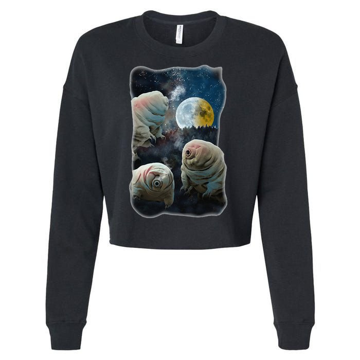 Tardigrades Howling At Moon Funny Tardigrade Lovers Costume Cropped Pullover Crew