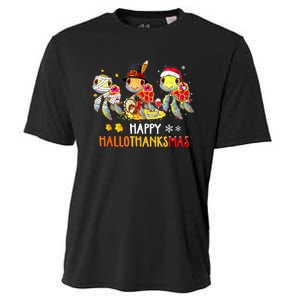 Turtles Halloween And Merry Christmas Happy Hallothanksmas Cooling Performance Crew T-Shirt