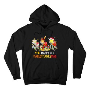 Turtles Halloween And Merry Christmas Happy Hallothanksmas Hoodie