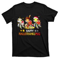 Turtles Halloween And Merry Christmas Happy Hallothanksmas T-Shirt