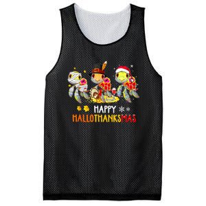 Turtles Halloween And Merry Christmas Happy Hallothanksmas Mesh Reversible Basketball Jersey Tank