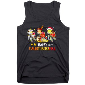 Turtles Halloween And Merry Christmas Happy Hallothanksmas Tank Top