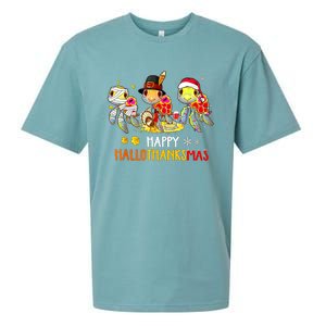 Turtles Halloween And Merry Christmas Happy Hallothanksmas Sueded Cloud Jersey T-Shirt