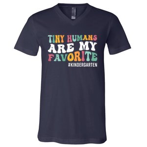 Tiny Humans Are My Favorite Funny Teaching Kindergarten V-Neck T-Shirt