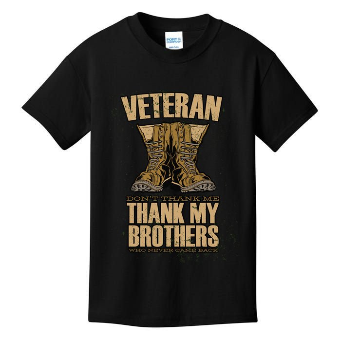 Thank My Brothers Veteran Boots Kids T-Shirt