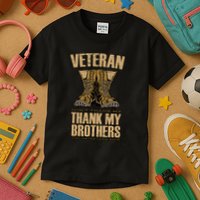 Thank My Brothers Veteran Boots Kids T-Shirt