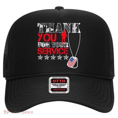 Thank You For Your Service High Crown Mesh Back Trucker Hat
