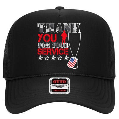 Thank You For Your Service High Crown Mesh Back Trucker Hat