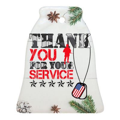 Thank You For Your Service Ceramic Bell Ornament