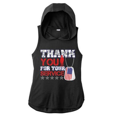 Thank You For Your Service Veterans Day Ladies PosiCharge Tri-Blend Wicking Draft Hoodie Tank