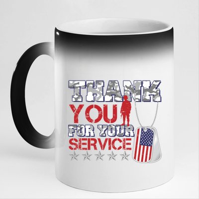 Thank You For Your Service Veterans Day 11oz Black Color Changing Mug