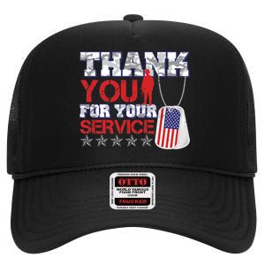 Thank You For Your Service Veterans Day High Crown Mesh Back Trucker Hat