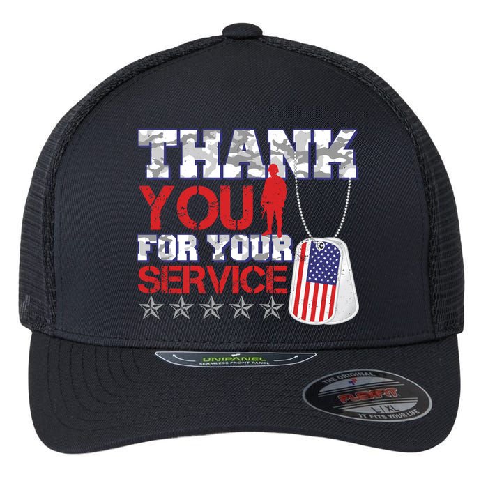 Thank You For Your Service Veterans Day Flexfit Unipanel Trucker Cap