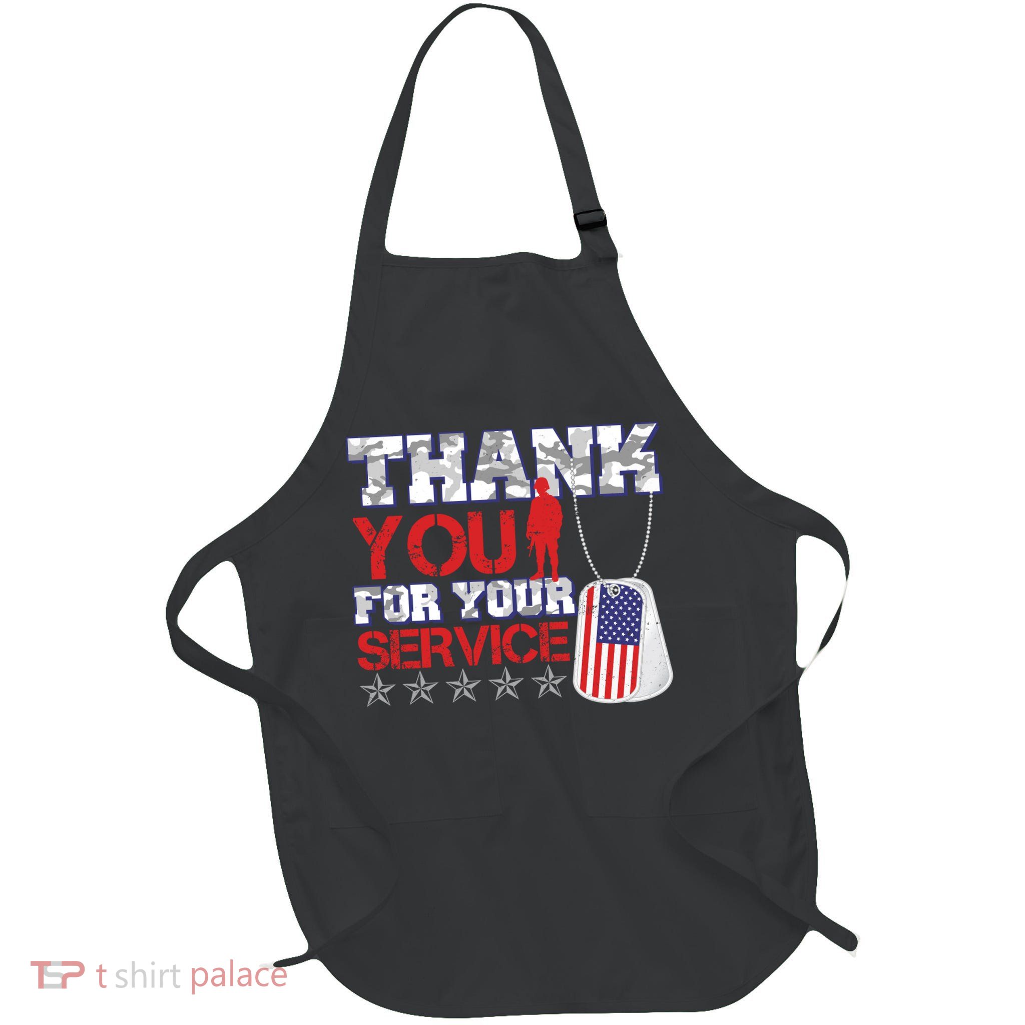 Thank You For Your Service Veterans Day Full-Length Apron With Pockets